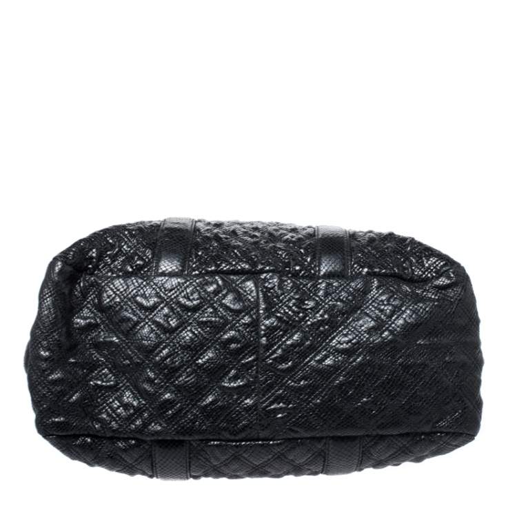 Pre Owned Marc Jacobs Black Quilted Snakeskin Embossed Leather Tote