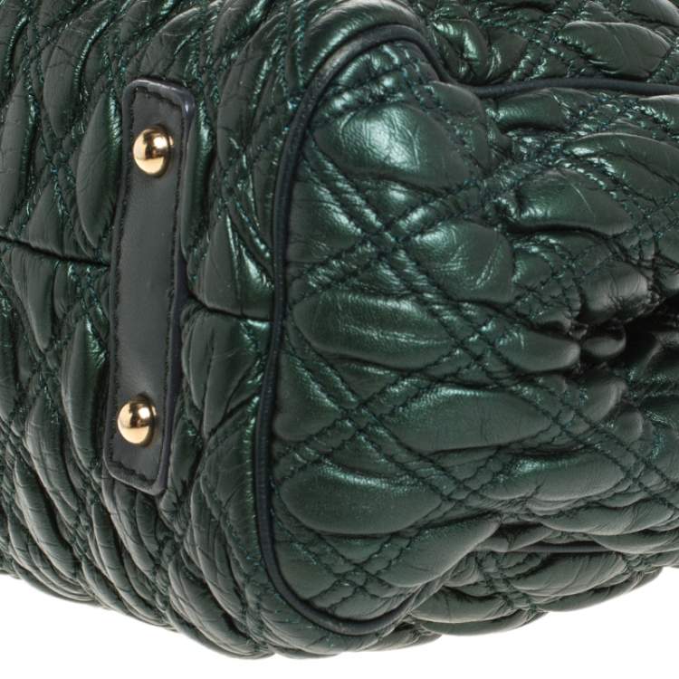 Pre Owned Marc Jacobs Metallic Green Quilted Leather Stam Shoulder Bag