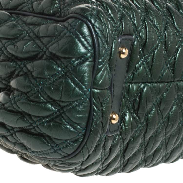 Pre Owned Marc Jacobs Metallic Green Quilted Leather Stam Shoulder Bag
