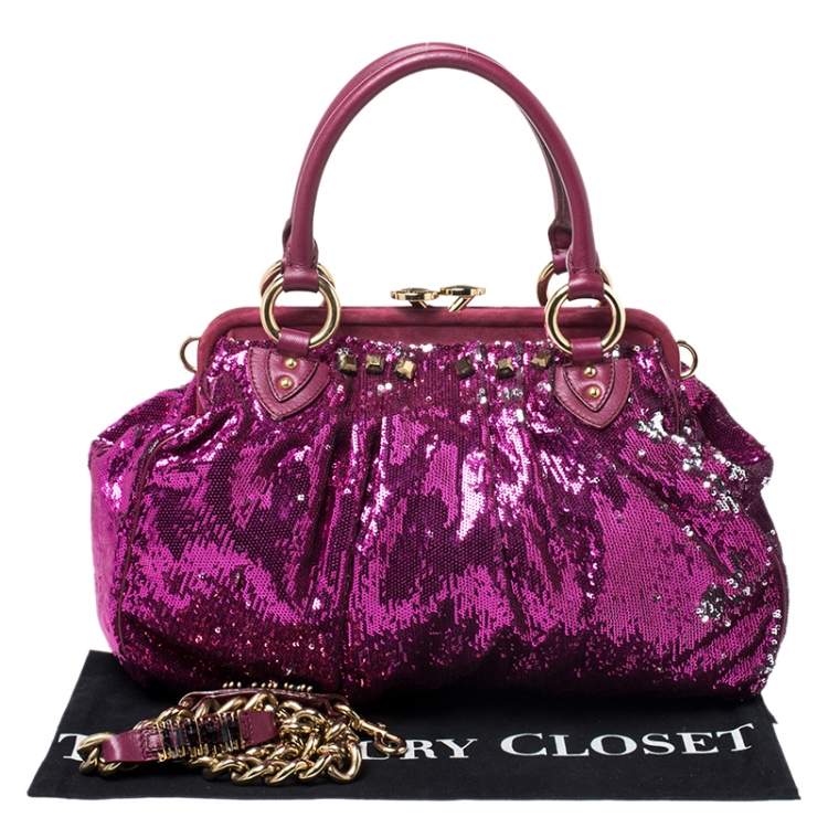 Pre Owned Marc Jacobs Fuchsia Sequins New York Rocker Stam Shoulder Bag