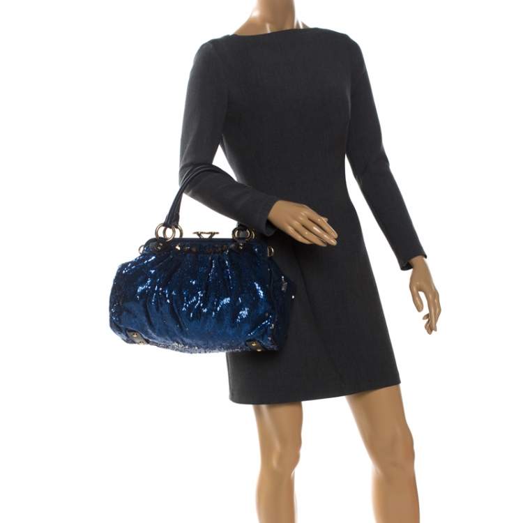 Pre Owned Marc Jacobs Blue Sequin New York Rocker Stam Shoulder Bag