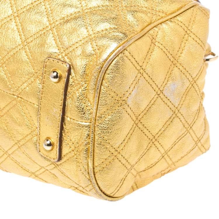 Pre Owned Marc Jacobs Metallic Gold Leather Stam Satchel