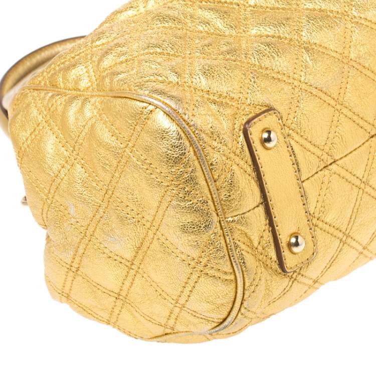 Pre Owned Marc Jacobs Metallic Gold Leather Stam Satchel