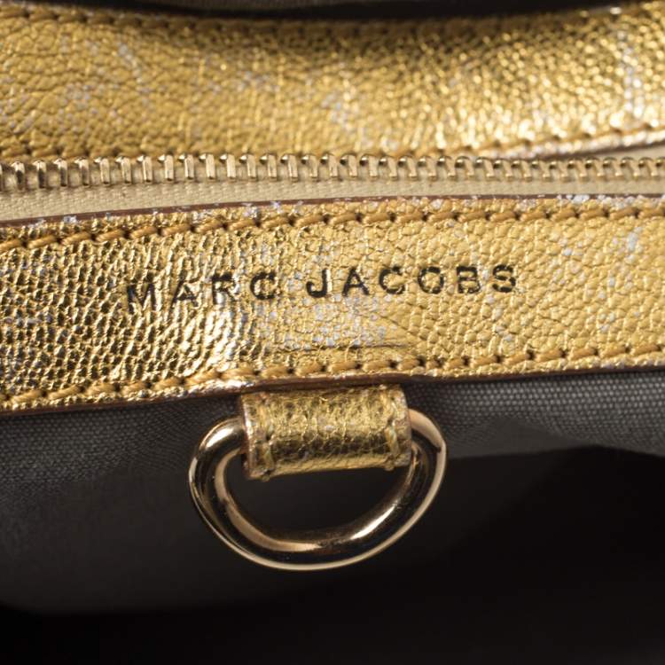 Pre Owned Marc Jacobs Metallic Gold Leather Stam Satchel