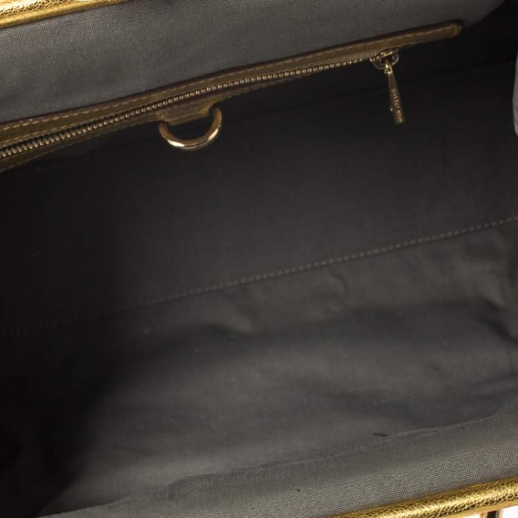 Pre Owned Marc Jacobs Metallic Gold Leather Stam Satchel