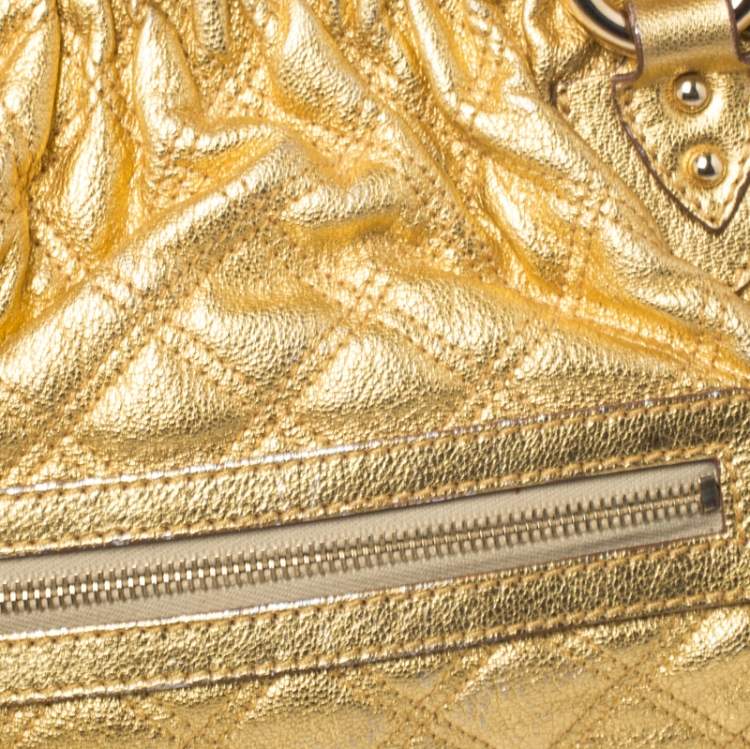 Pre Owned Marc Jacobs Metallic Gold Leather Stam Satchel