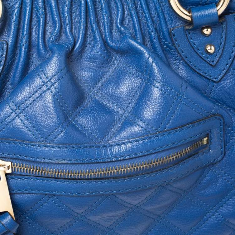 Pre Owned Marc Jacobs Blue Quilted Leather Stam Satchel