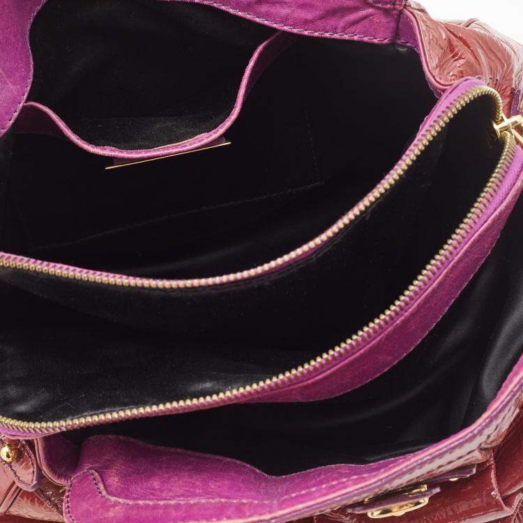 Pre Owned Marc Jacobs Alyona Purple Patent Leather Satchel