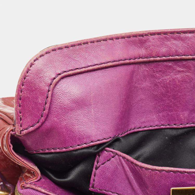 Pre Owned Marc Jacobs Alyona Purple Patent Leather Satchel