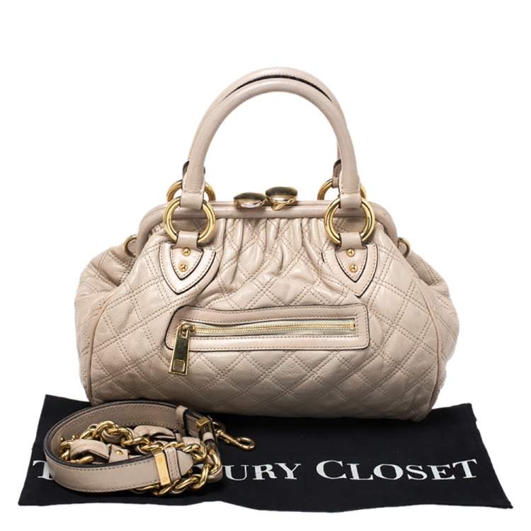 Pre Owned Marc Jacobs Beige Leather Mini Stam Satchel
