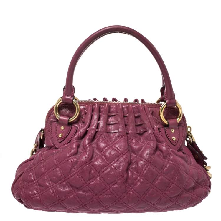 Pre Owned Marc Jacobs Pink Quilted Leather Cecilia Satchel