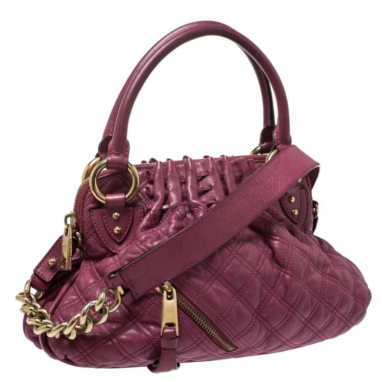Pre Owned Marc Jacobs Pink Quilted Leather Cecilia Satchel