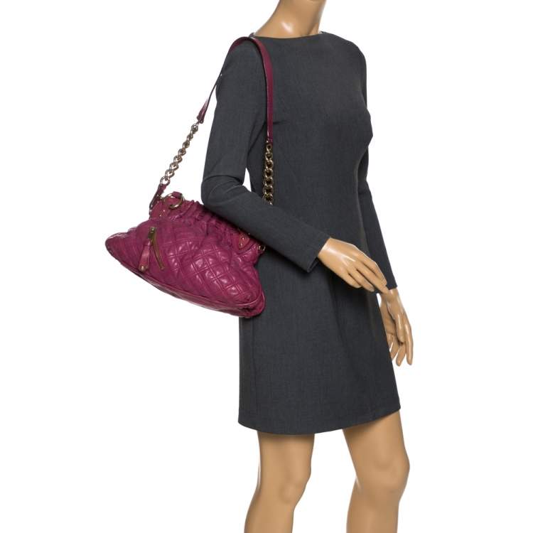 Pre Owned Marc Jacobs Pink Quilted Leather Cecilia Satchel