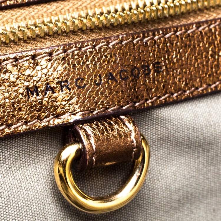Pre Owned Marc Jacobs Metallic Bronze Quilted Leather Bruna Bow Satchel