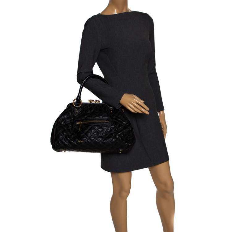 Pre Owned Marc Jacobs Black Quilted Leather Stam Shoulder Bag
