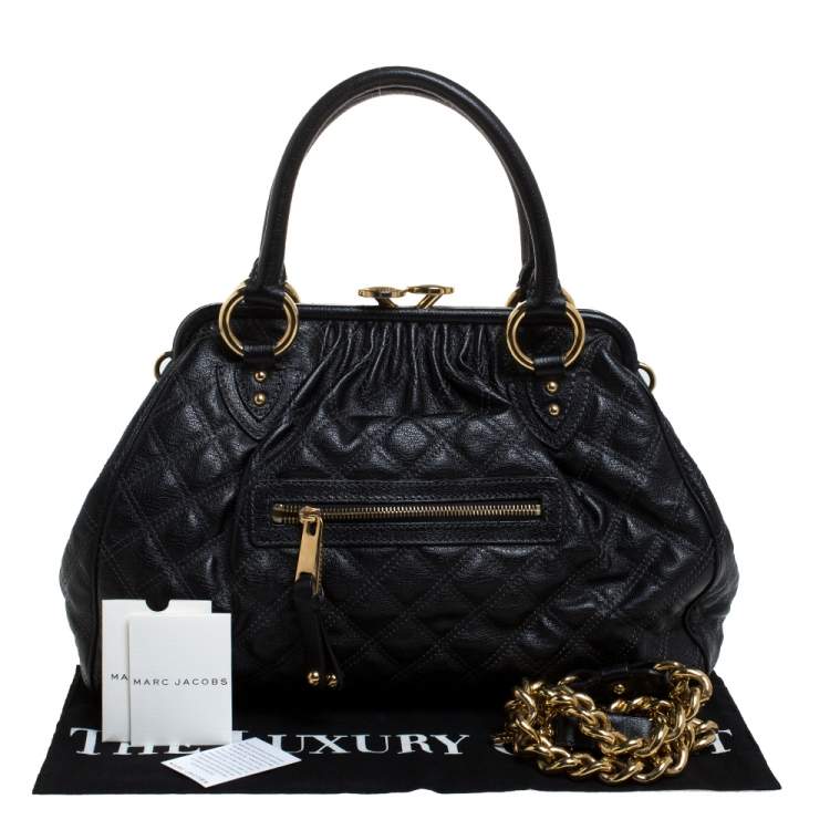 Pre Owned Marc Jacobs Black Quilted Leather Stam Shoulder Bag