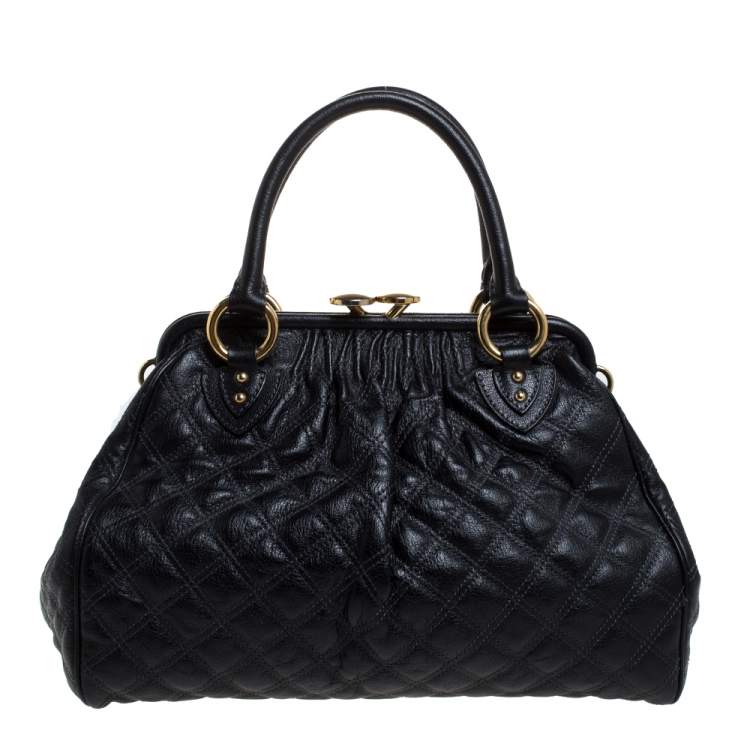 Pre Owned Marc Jacobs Black Quilted Leather Stam Shoulder Bag
