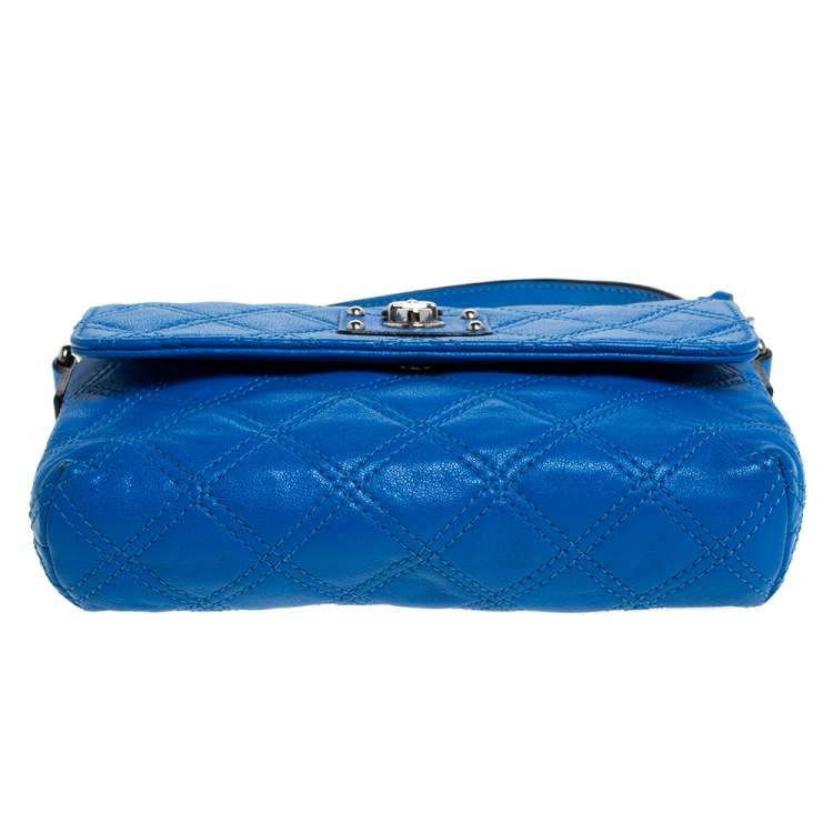 Pre Owned Marc Jacobs Blue Quilted Leather Flap Crossbody Bag