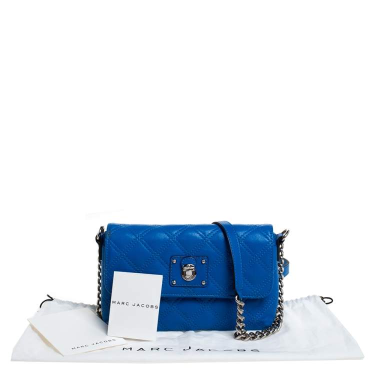 Pre Owned Marc Jacobs Blue Quilted Leather Flap Crossbody Bag