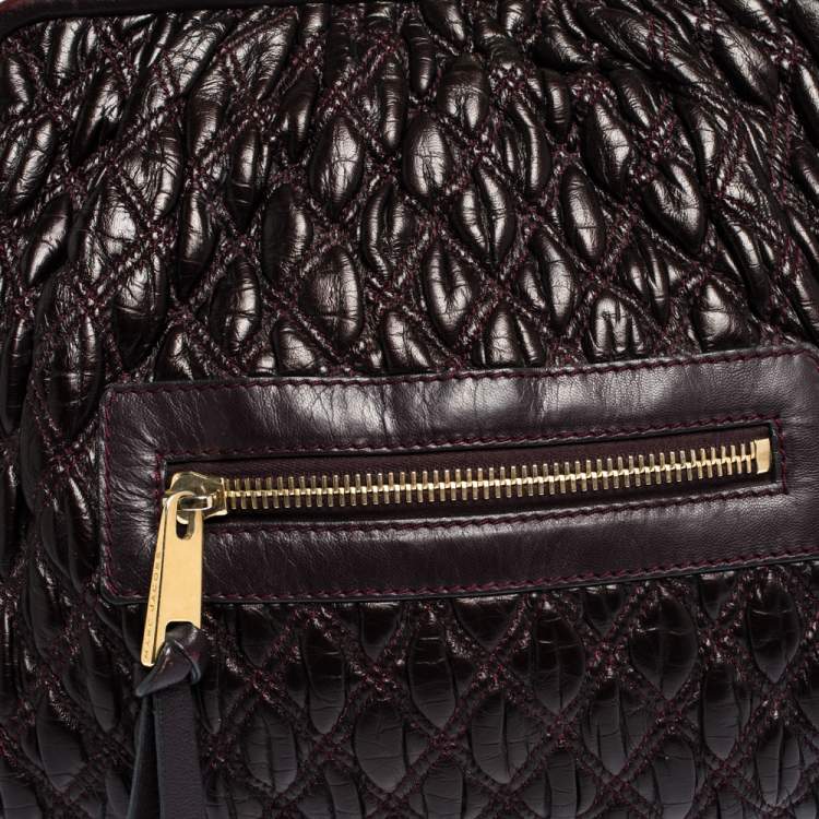Pre Owned Marc Jacobs Burgundy Quilted Leather Stam Shoulder Bag