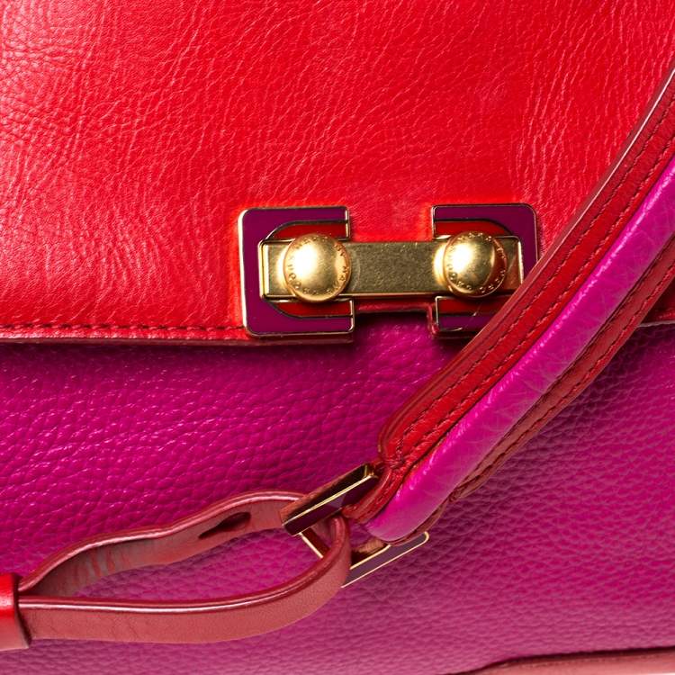 Pre Owned Marc By Marc Jacobs Fuchsia/Red Leather Bob’s Memphis Top Handle Bag