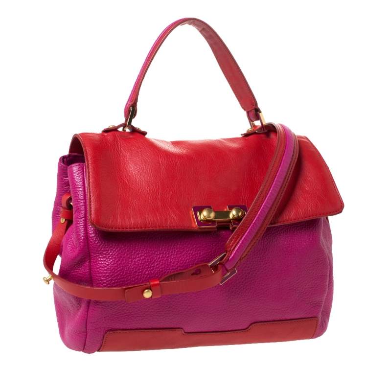 Pre Owned Marc By Marc Jacobs Fuchsia/Red Leather Bob’s Memphis Top Handle Bag