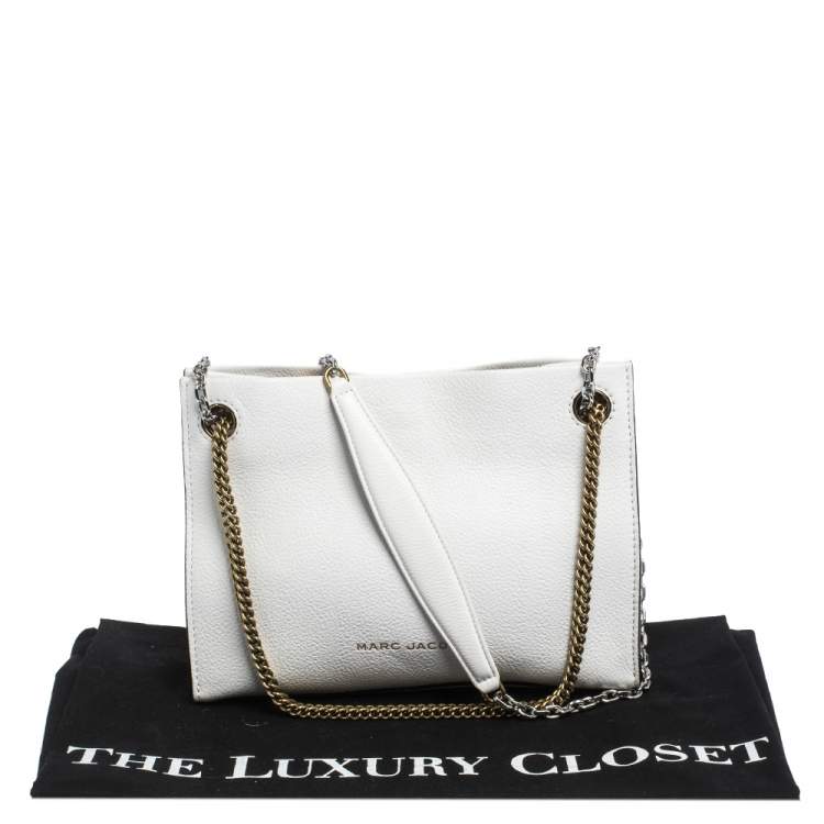 Pre Owned Marc Jacobs White Leather Double Link 27 Shoulder Bag