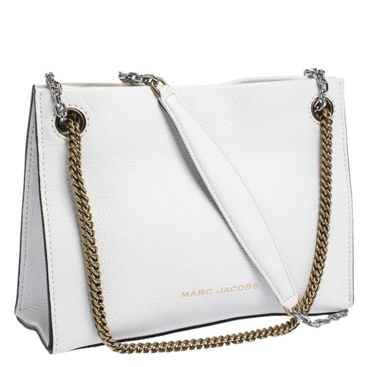 Pre Owned Marc Jacobs White Leather Double Link 27 Shoulder Bag