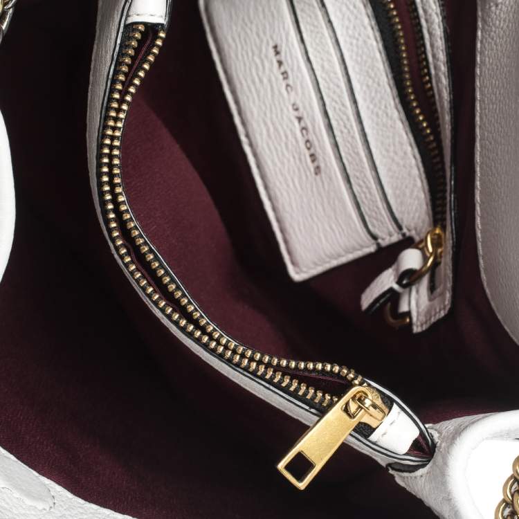 Pre Owned Marc Jacobs White Leather Double Link 27 Shoulder Bag