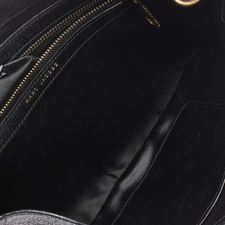 Pre Owned Marc Jacobs Metallic Black Leather Flap Crossbody Bag