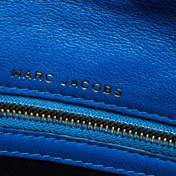 Pre Owned Marc Jacobs Blue Quilted Leather Foldover Clutch