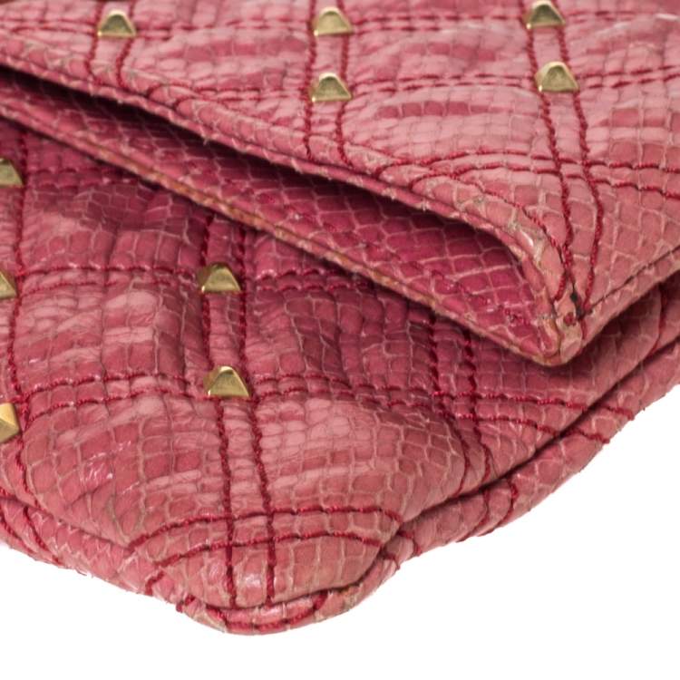 Pre Owned Marc Jacobs Pink Studded Leather Eugenie Clutch