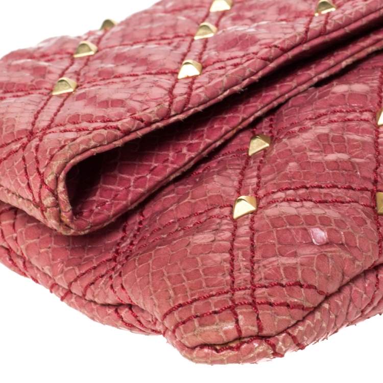 Pre Owned Marc Jacobs Pink Studded Leather Eugenie Clutch