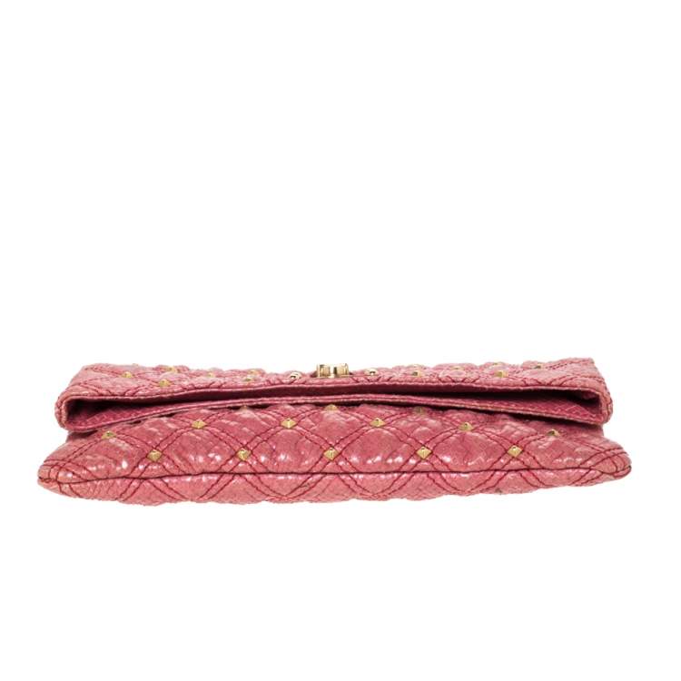 Pre Owned Marc Jacobs Pink Studded Leather Eugenie Clutch