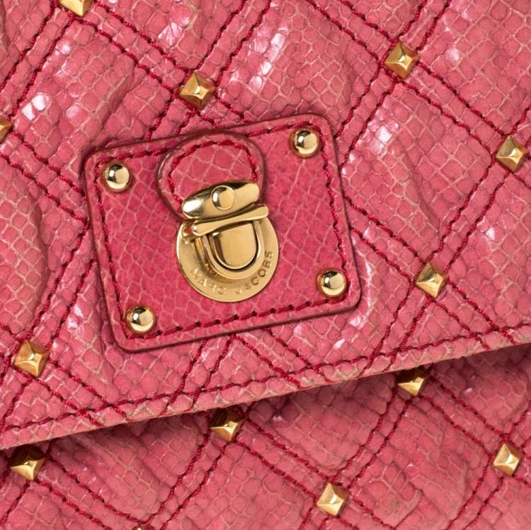Pre Owned Marc Jacobs Pink Studded Leather Eugenie Clutch