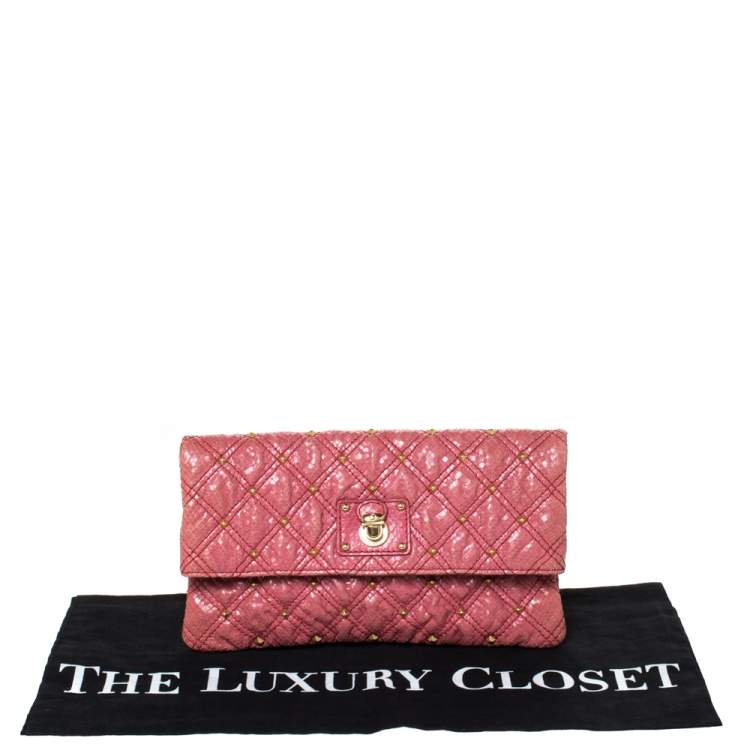 Pre Owned Marc Jacobs Pink Studded Leather Eugenie Clutch