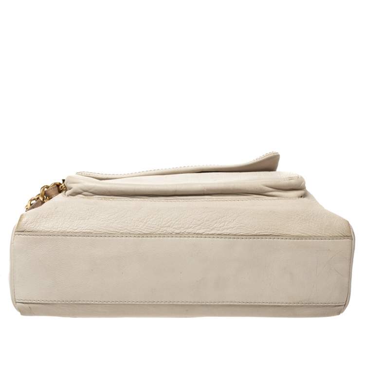 مملوكة مسبقًا Marc Jacobs Ivory Leather Front Pocket Chain Shoulder Bag