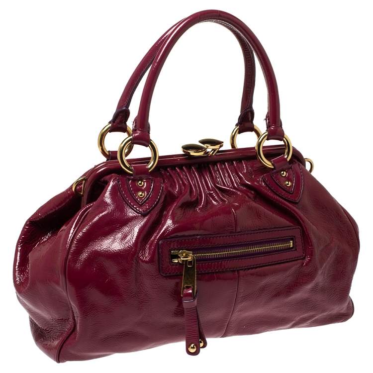 Pre Owned Marc Jacobs Dark Pink Patent Leather Stam Shoulder Bag