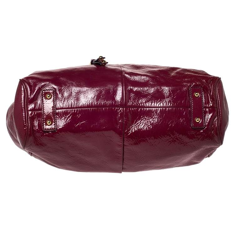 Pre Owned Marc Jacobs Dark Pink Patent Leather Stam Shoulder Bag