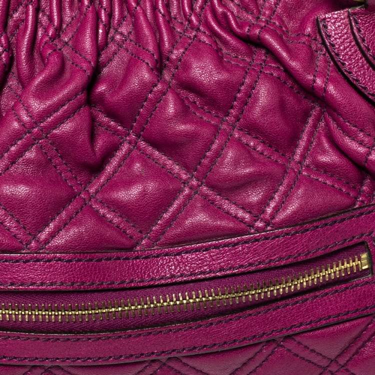 Pre Owned Marc Jacobs Purple Quilted Leather Stam Satchel