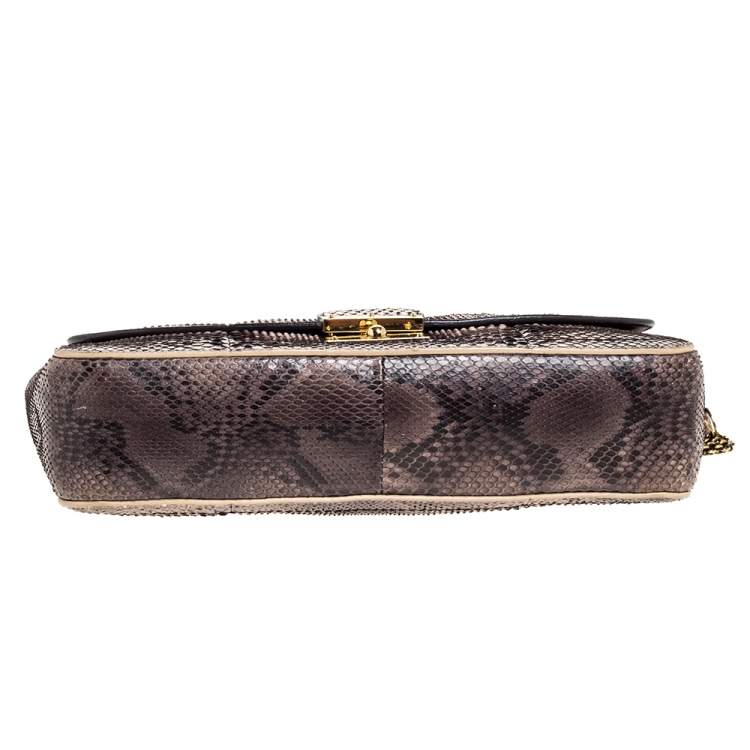 Pre Owned Marc Jacobs Grey/Beige Python Polly Shoulder Bag