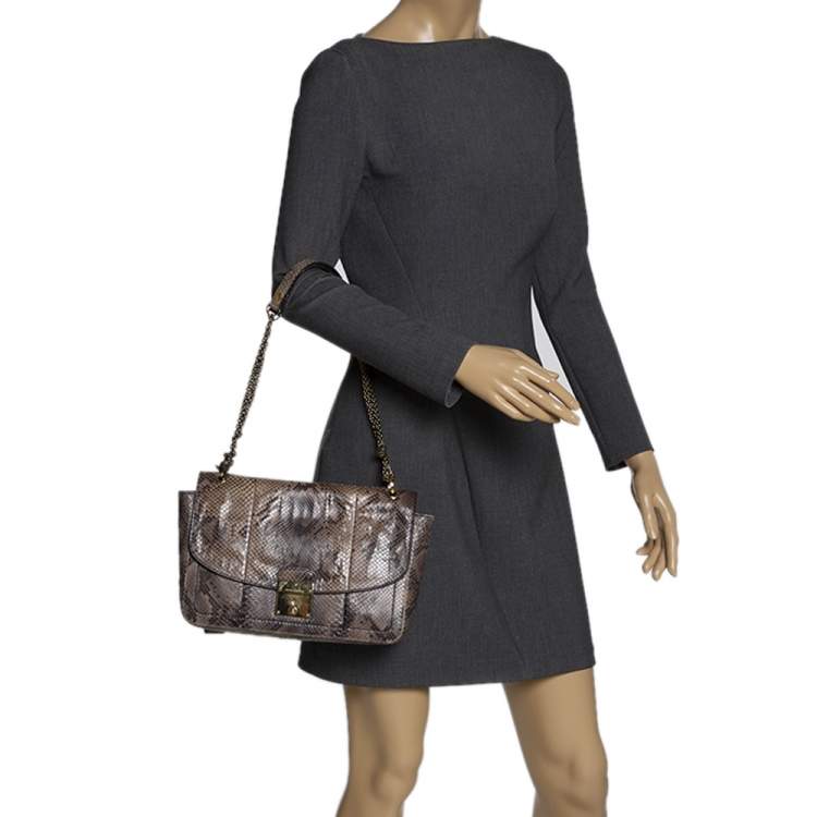 Pre Owned Marc Jacobs Grey/Beige Python Polly Shoulder Bag
