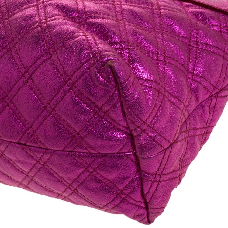 Pre Owned Marc Jacobs Metallic Pink Quilted Leather Satchel 