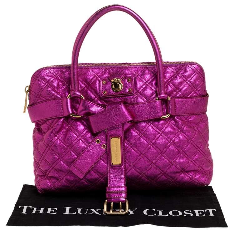 Pre Owned Marc Jacobs Metallic Pink Quilted Leather Satchel 