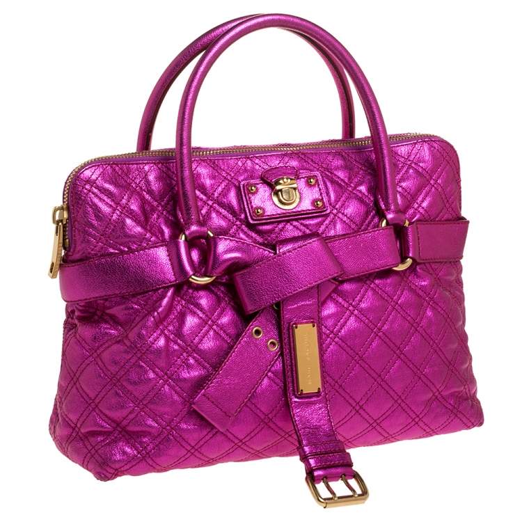 Pre Owned Marc Jacobs Metallic Pink Quilted Leather Satchel 