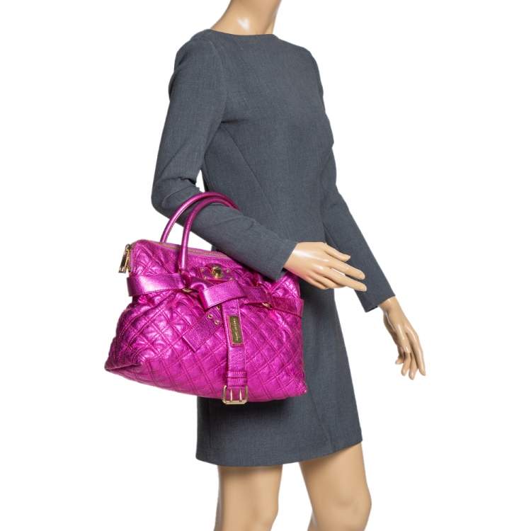 Pre Owned Marc Jacobs Metallic Pink Quilted Leather Satchel 