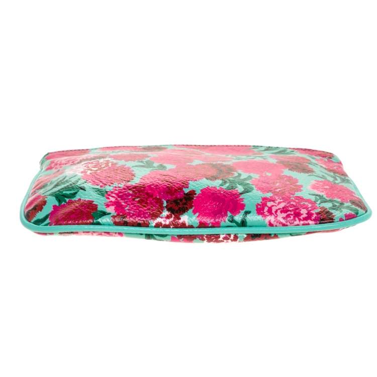 Pre Owned Marc Jacobs Multicolor Floral Print Leather Zipper Clutch