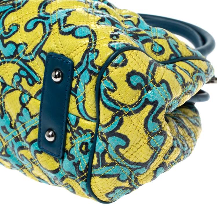 Pre Owned Marc Jacobs Multicolor Printed Quilted Leather Stam Satchel