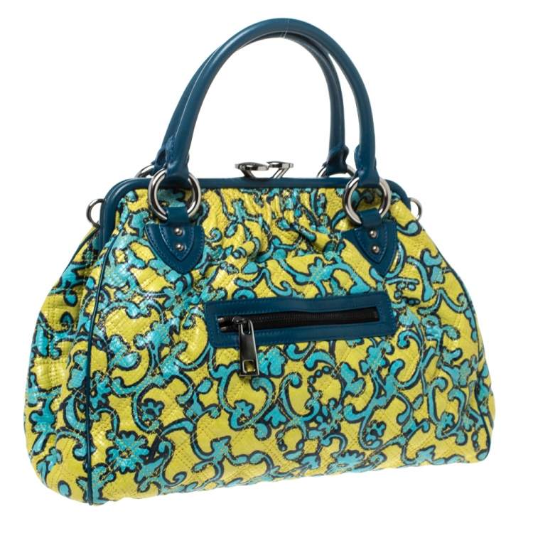 Pre Owned Marc Jacobs Multicolor Printed Quilted Leather Stam Satchel