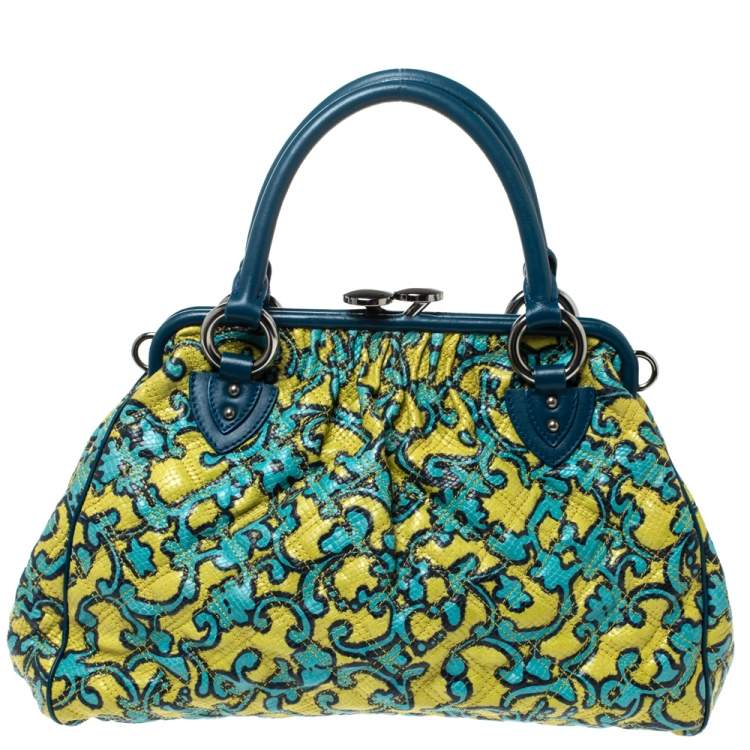 Pre Owned Marc Jacobs Multicolor Printed Quilted Leather Stam Satchel